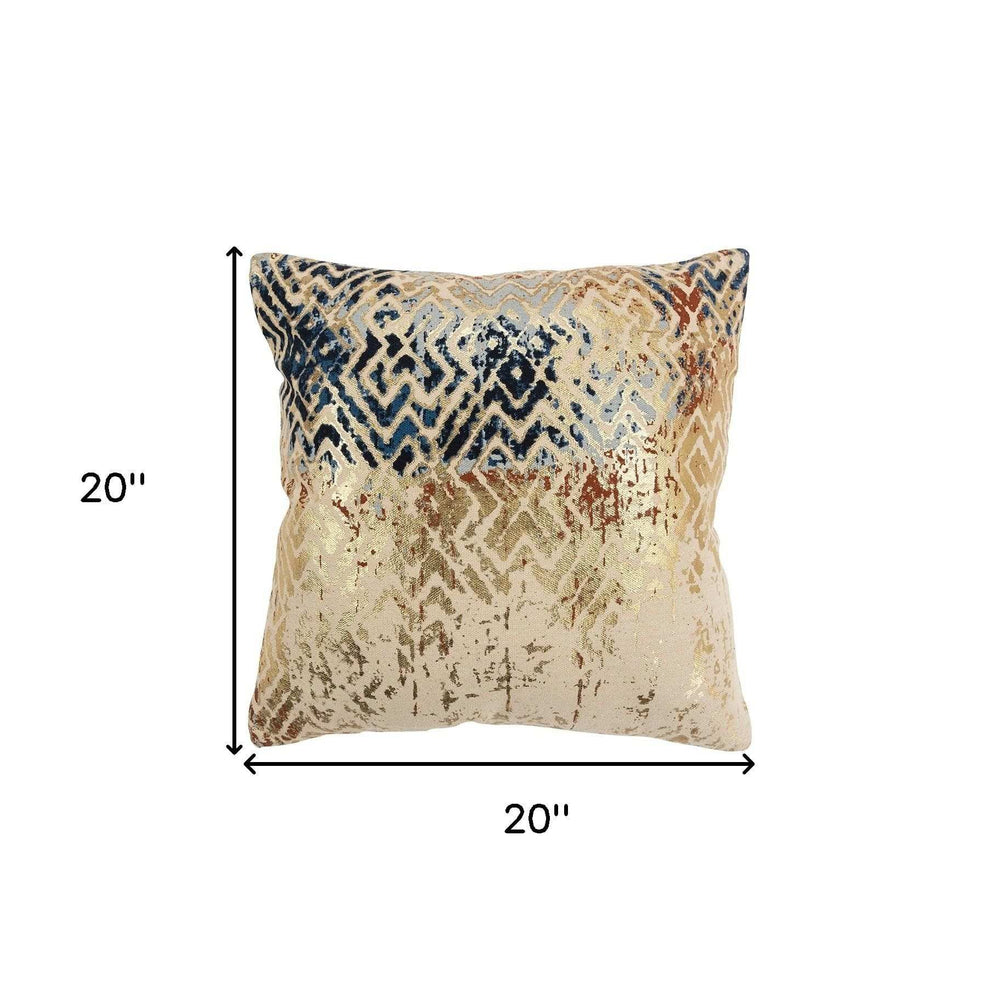 Beige Navy Distressed Retro Modern Throw Pillow - Homeroots - Flyclothing LLC
