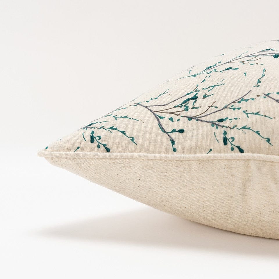 Teal Tiny Floral Buds Throw Pillow