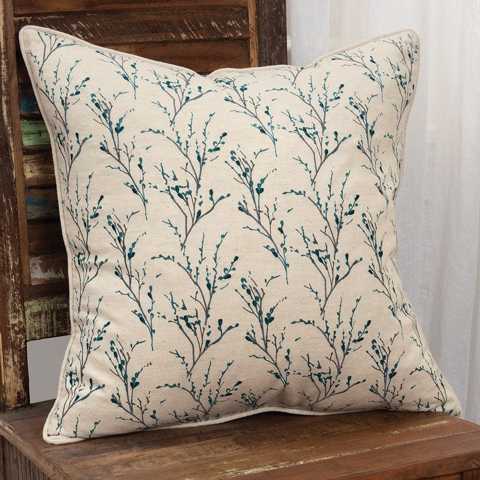 Teal Tiny Floral Buds Throw Pillow