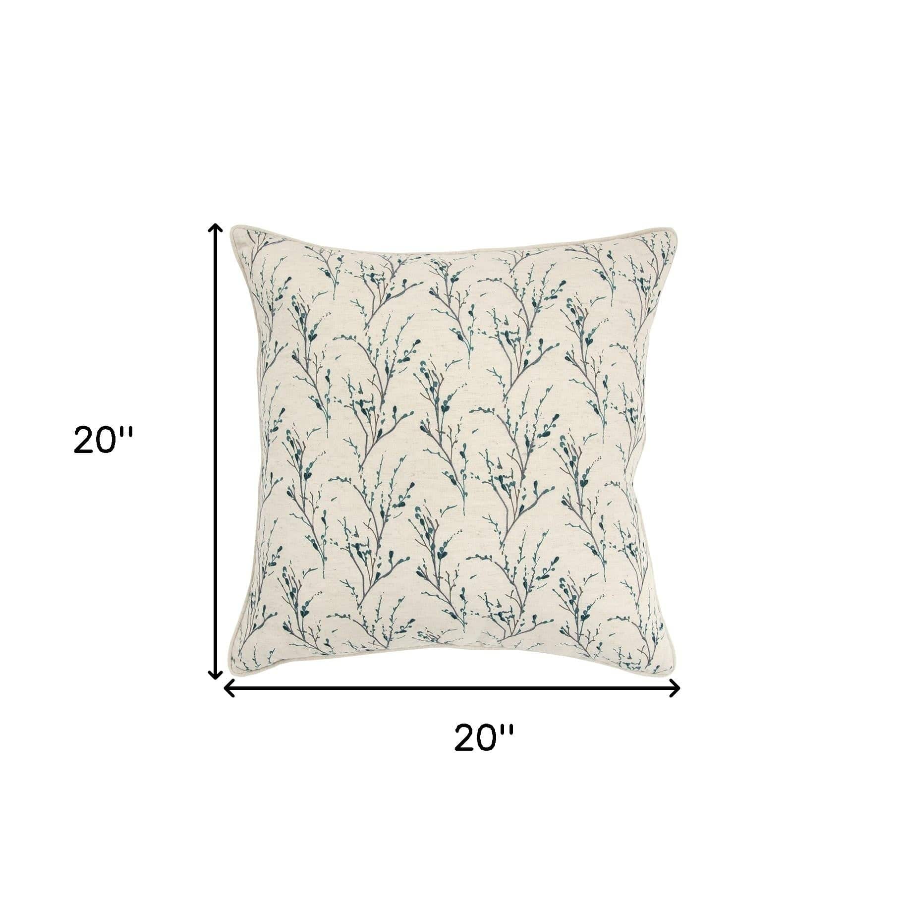 Teal Tiny Floral Buds Throw Pillow