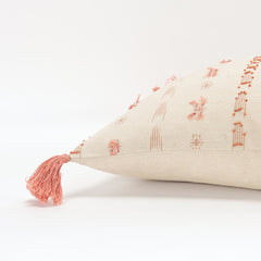 Blush Beige Tribal Inspired Tasseled Lumbar Pillow