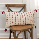 Red Beige Tribal Inspired Tasseled Lumbar Pillow - Homeroots - Flyclothing LLC