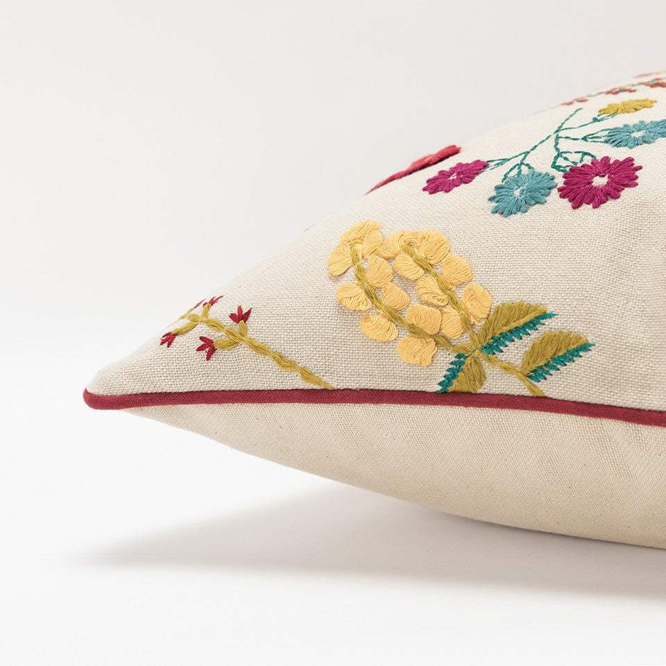 Pink Red Floral Bud Textural Throw Pillow - Homeroots - Flyclothing LLC