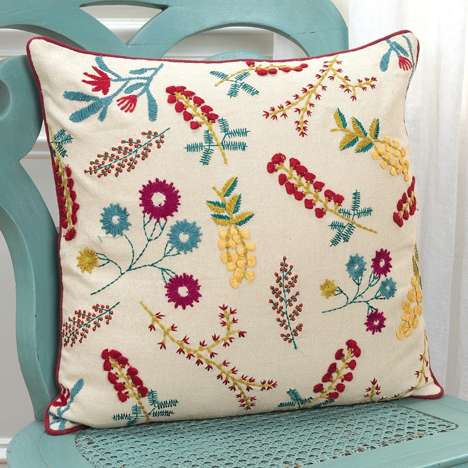 Pink Red Floral Bud Textural Throw Pillow - Homeroots