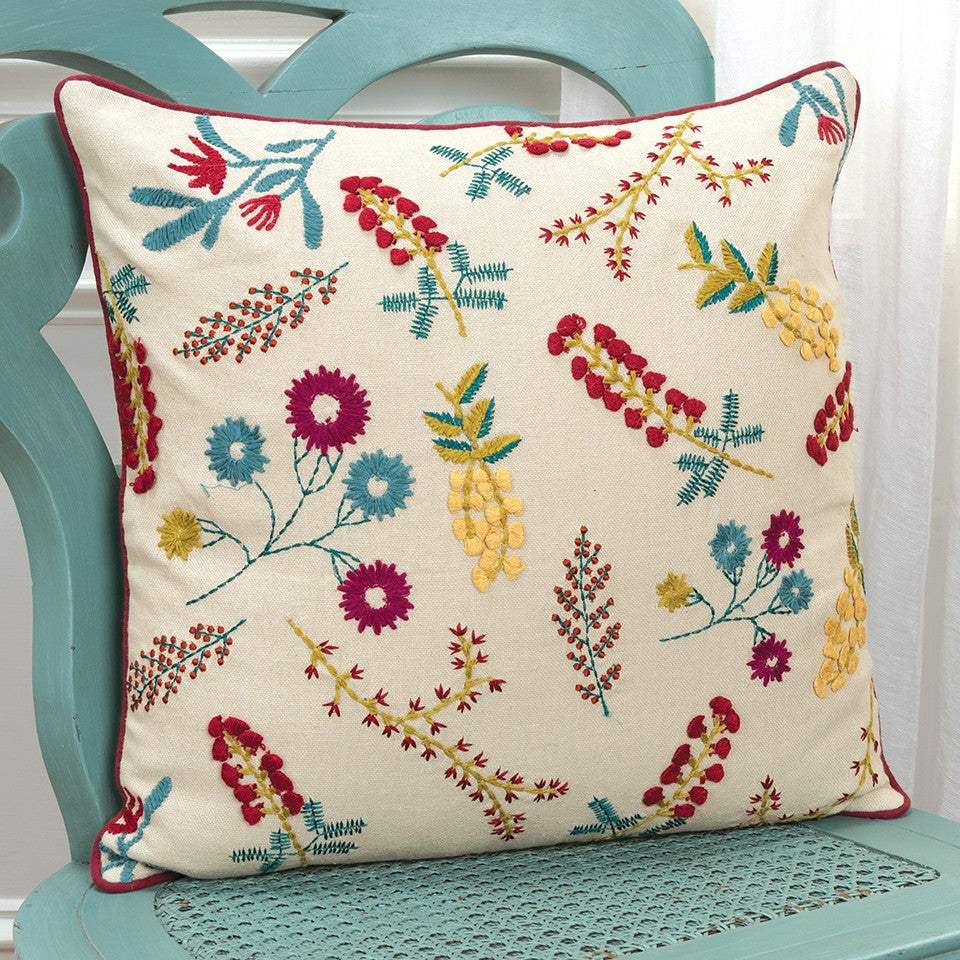 Pink Red Floral Bud Textural Throw Pillow - Homeroots - Flyclothing LLC