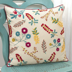 Pink Red Floral Bud Textural Throw Pillow - Homeroots