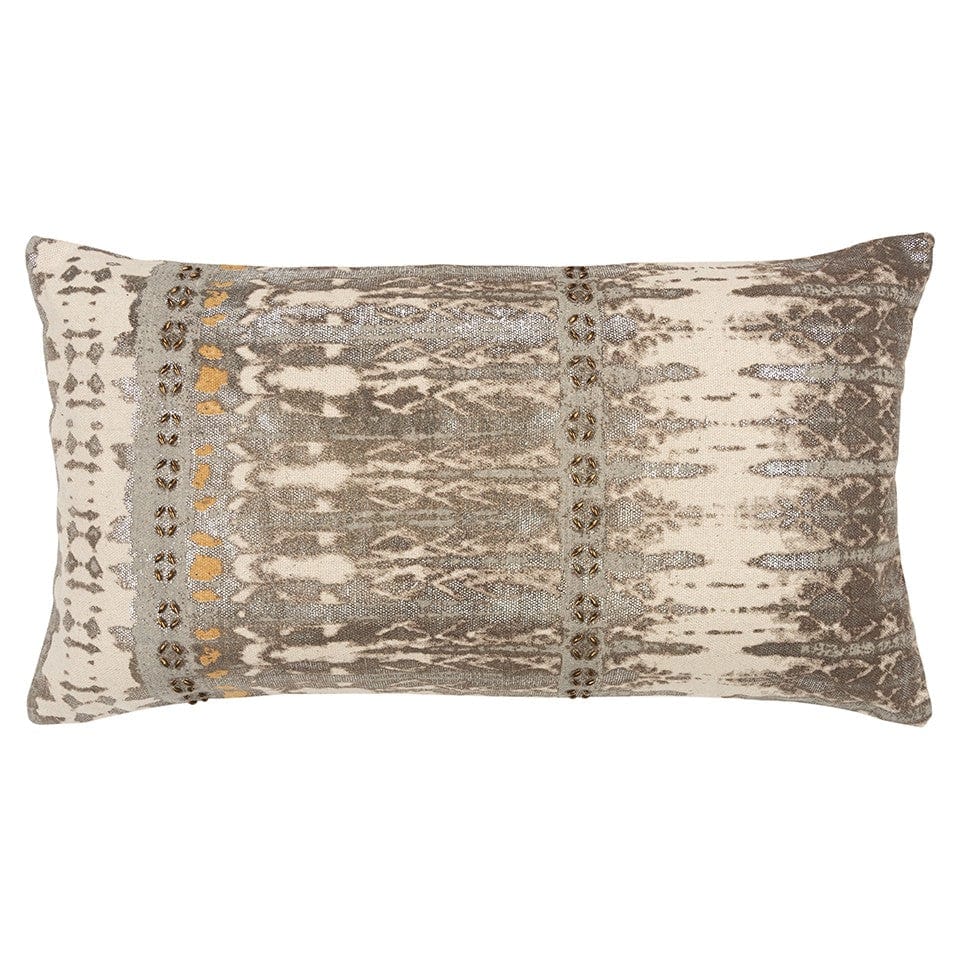 Gray Beige Tribal Distressed Lumbar Pillow - Homeroots