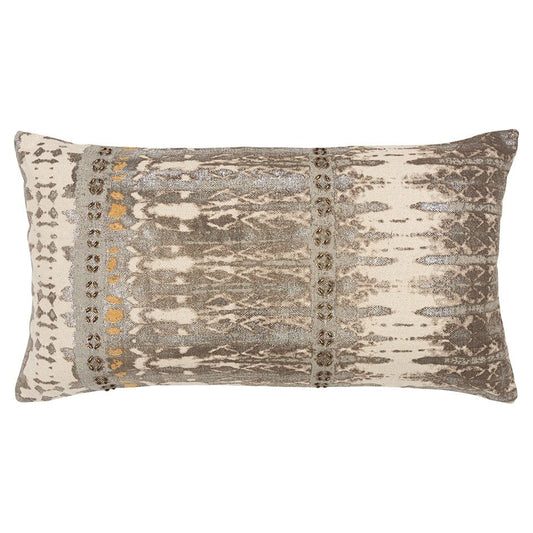 Gray Beige Tribal Distressed Lumbar Pillow - Homeroots