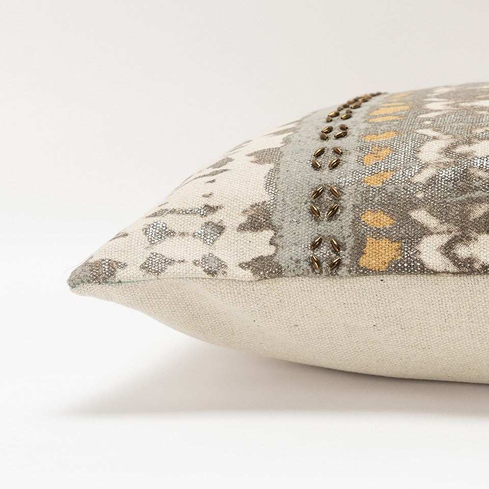 Gray Beige Tribal Distressed Lumbar Pillow - Homeroots - Flyclothing LLC