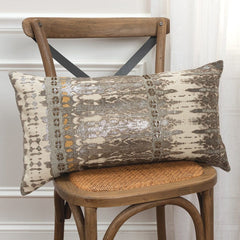 Gray Beige Tribal Distressed Lumbar Pillow - Homeroots