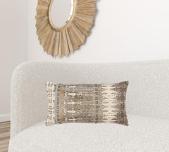 Gray Beige Tribal Distressed Lumbar Pillow