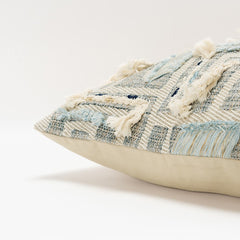 Gray Blue Appliqued Maze Modern Throw Pillow