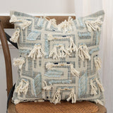 Gray Blue Appliqued Maze Modern Throw Pillow - Homeroots