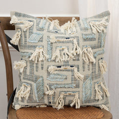 Gray Blue Appliqued Maze Modern Throw Pillow - Homeroots