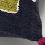 Navy Tribal Motifs Embroidered Throw Pillow - Homeroots