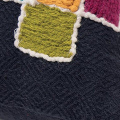 Navy Tribal Motifs Embroidered Throw Pillow - Homeroots