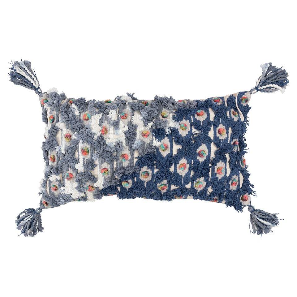 14 X 26 Blue And Gray Zippered 100% Cotton Throw Pillow - Homeroots - Flyclothing LLC