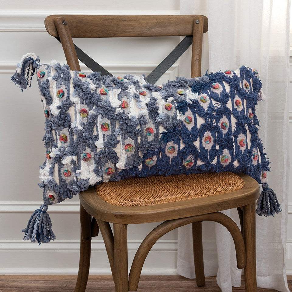 14 X 26 Blue And Gray Zippered 100% Cotton Throw Pillow - Homeroots - Flyclothing LLC