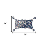 14 X 26 Blue And Gray Zippered 100% Cotton Throw Pillow - Homeroots - Flyclothing LLC