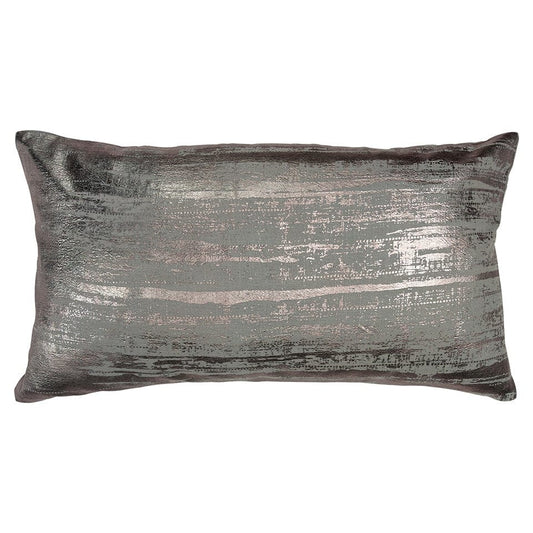 Silver Distressed Brush Stroke Lumbar Pillow - Homeroots