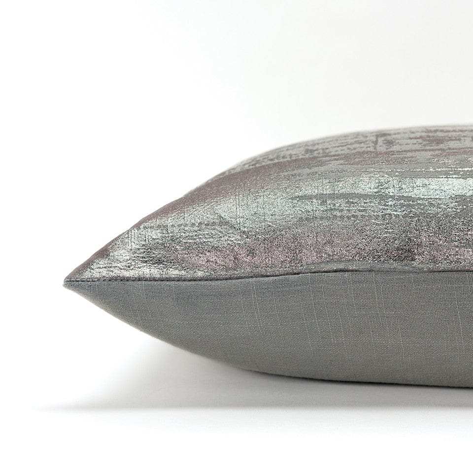 Silver Distressed Brush Stroke Lumbar Pillow - Homeroots - Flyclothing LLC