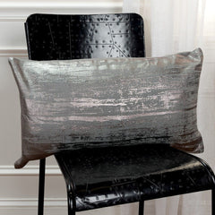 Silver Distressed Brush Stroke Lumbar Pillow - Homeroots