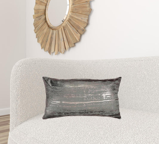 Silver Distressed Brush Stroke Lumbar Pillow - Homeroots