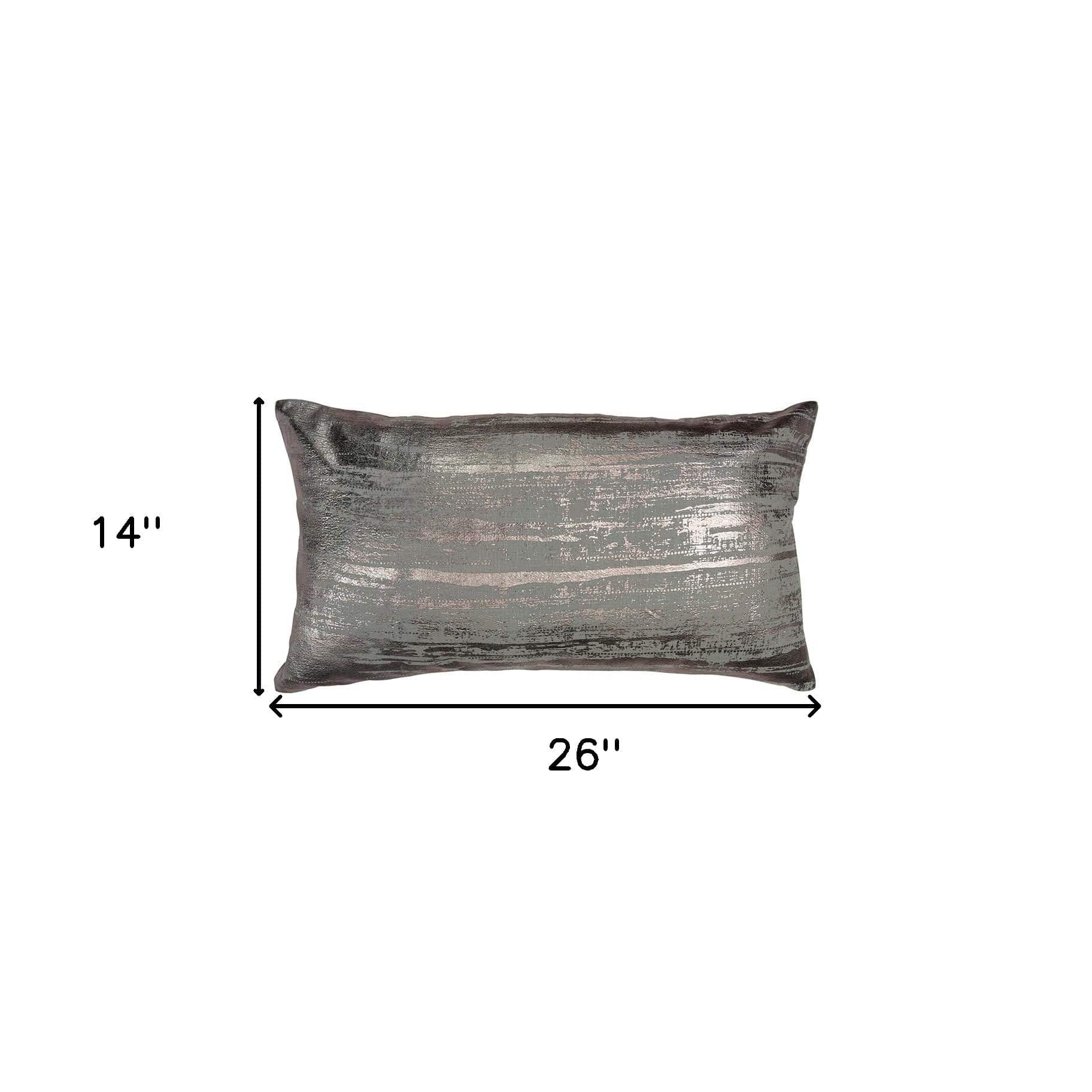 Silver Distressed Brush Stroke Lumbar Pillow - Homeroots