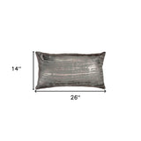 Silver Distressed Brush Stroke Lumbar Pillow - Homeroots - Flyclothing LLC