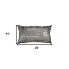 Silver Distressed Brush Stroke Lumbar Pillow - Homeroots