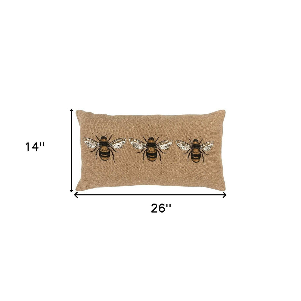 Tan Honeybees Trio Deocrative Lumbar Pillow - Homeroots - Flyclothing LLC
