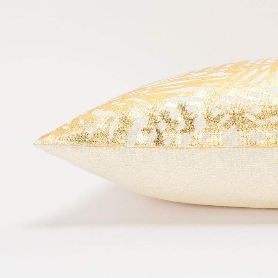 Gold Foil Etched Pattern Lumbar Pillow - Homeroots - Flyclothing LLC