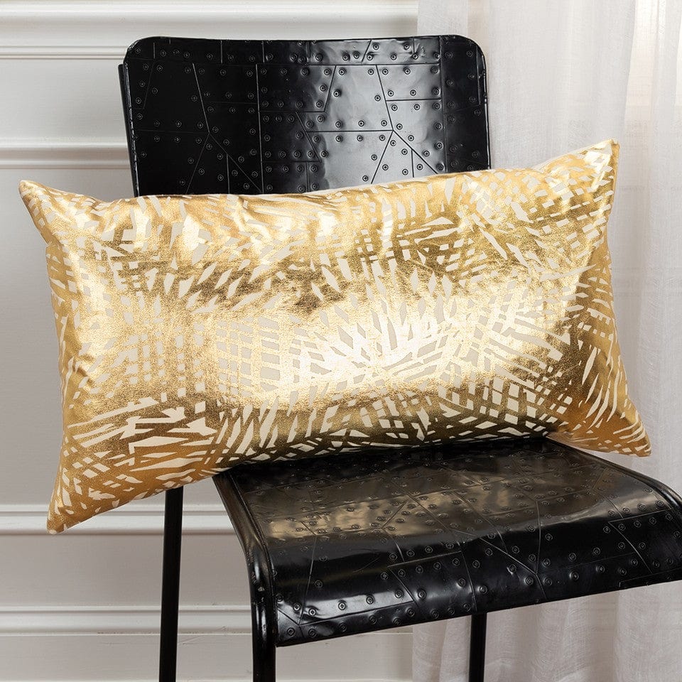Gold Foil Etched Pattern Lumbar Pillow - Homeroots