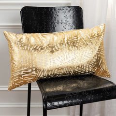 Gold Foil Etched Pattern Lumbar Pillow - Homeroots