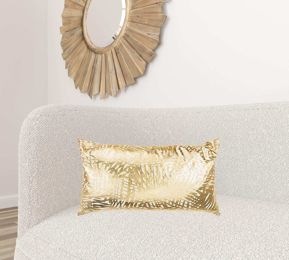 Gold Foil Etched Pattern Lumbar Pillow - Homeroots - Flyclothing LLC