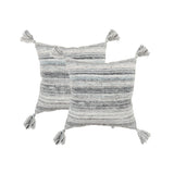Set of Two 20" X 20" Gray Indoor Outdoor Throw Pillow Cover & Insert - Homeroots