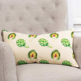 Lemon Green Artichoke Embroidered Lumbar Pillow - Homeroots - Flyclothing LLC