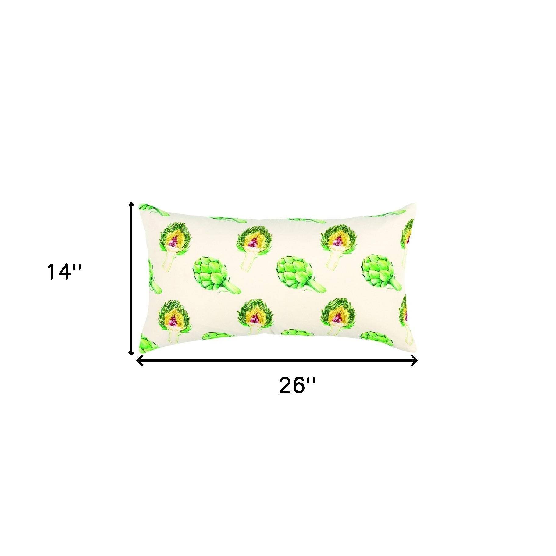 Lemon Green Artichoke Embroidered Lumbar Pillow - Homeroots - Flyclothing LLC