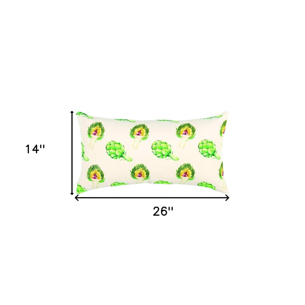 Lemon Green Artichoke Embroidered Lumbar Pillow - Homeroots - Flyclothing LLC