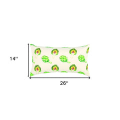 Lemon Green Artichoke Embroidered Lumbar Pillow