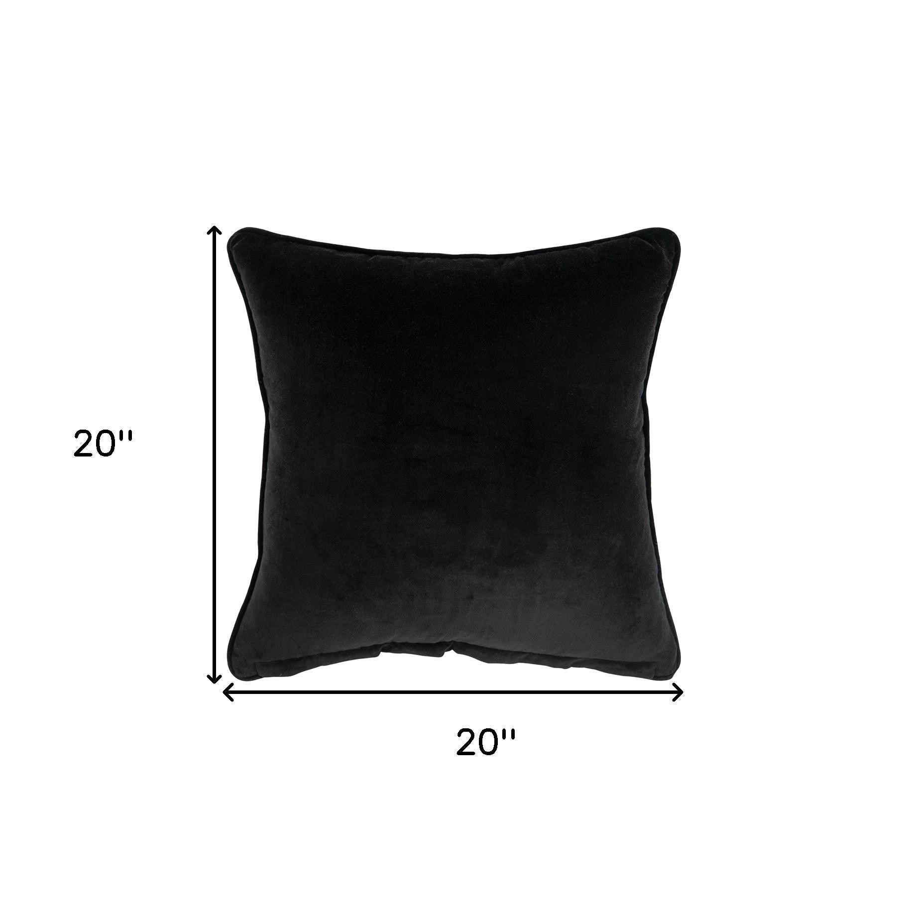 20" Black Cotton Throw Pillow