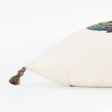 White Green Embroidered Artichoke Throw Pillow - Homeroots