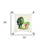 White Green Embroidered Artichoke Throw Pillow - Homeroots - Flyclothing LLC