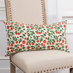 Red Green Cherry Tree Printed Lumbar Pillow - Homeroots