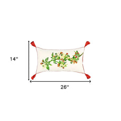 White Red Spring Greenery Lumbar Pillow