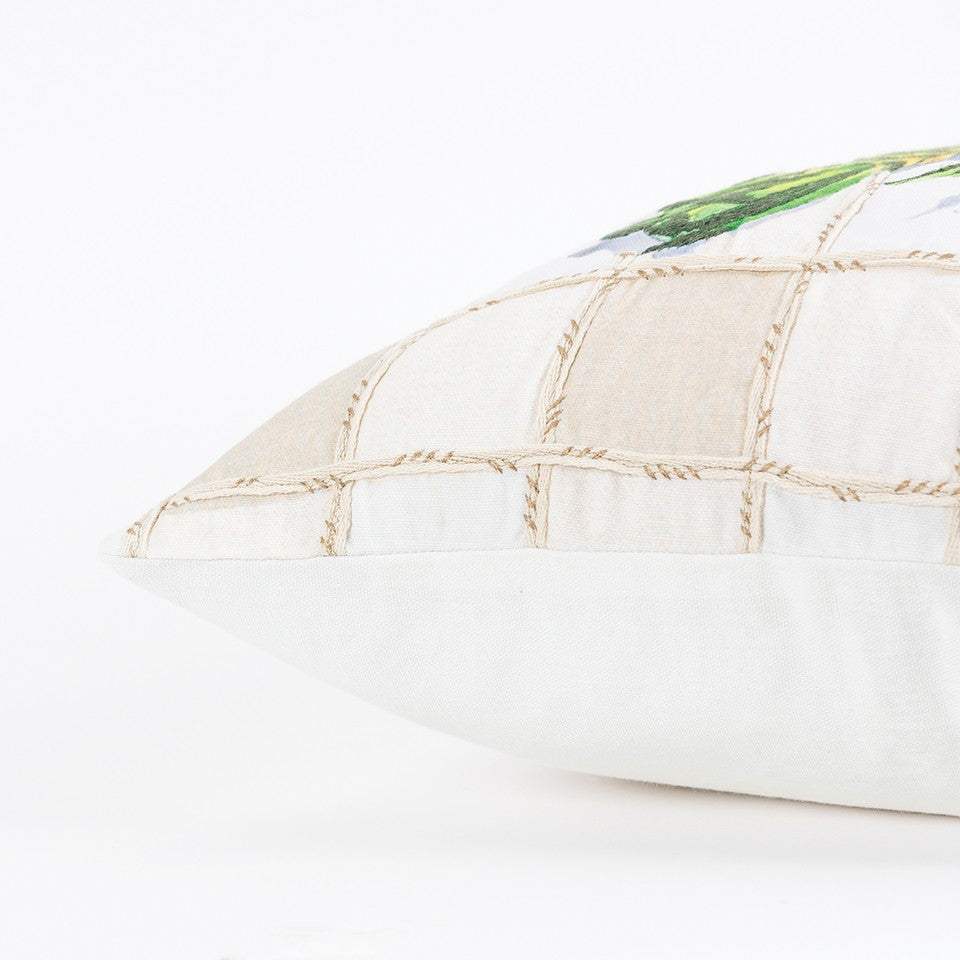 White Green Artichoke Waffled Throw Pillow - Homeroots - Flyclothing LLC