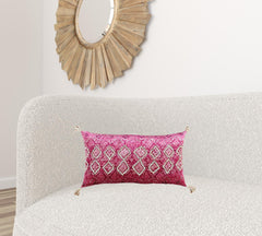 Pink Textured Diamond Velvety Lumbar Pillow - Homeroots