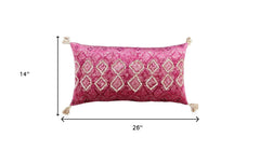 Pink Textured Diamond Velvety Lumbar Pillow - Homeroots