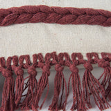 Rust Braided Stripe Macrame Fringe Lumbar Pillow - Homeroots