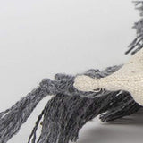 Gray Braided Stripe Macrame Fringe Lumbar Pillow - Homeroots - Flyclothing LLC